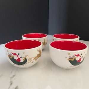 NEW! SET of 4 Christmas Village Appetizer/Dessert Bowls by Coton Colors